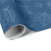 Navy Blue Leaf Pattern Roll of Wrapping Paper Cadeaupapier (Rol Hoek)