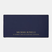 Navy Blue Leather Mannelijk Elegante NAAM Bureaumat (Voorkant)