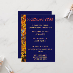Navy Blue & Leaves Thanksgiving Vrienden Geven Kaart