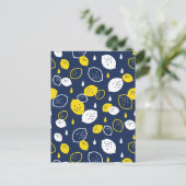 Navy Blue Lemon Art – Verfrissend Citrus Design Briefkaart (Staand voorkant)