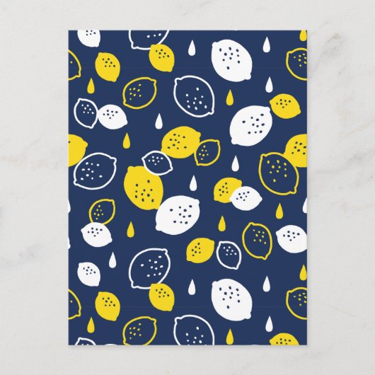 Navy Blue Lemon Art – Verfrissend Citrus Design Briefkaart (Voorkant)