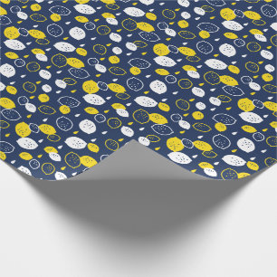 Navy Blue Lemon Art – Verfrissend Citrus Design Cadeaupapier