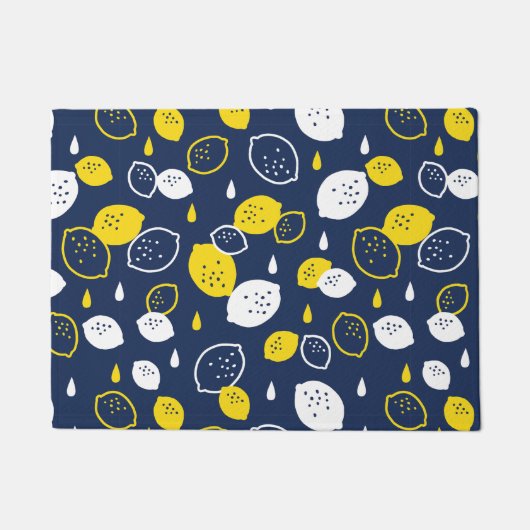 Navy Blue Lemon Art – Verfrissend Citrus Design Deurmat (Voorkant)