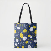 Navy Blue Lemon Art – Verfrissend Citrus Design Draagtas (Voorkant)