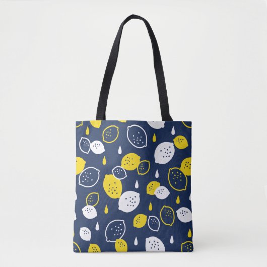 Navy Blue Lemon Art – Verfrissend Citrus Design Draagtas (Voorkant)