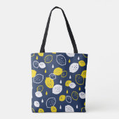 Navy Blue Lemon Art – Verfrissend Citrus Design Draagtas (Achterkant)