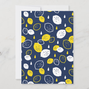 Navy Blue Lemon Art – Verfrissend Citrus Design Feestdagenkaart