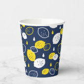 Navy Blue Lemon Art – Verfrissend Citrus Design Papieren Bekers (Links)