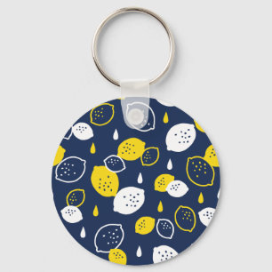 Navy Blue Lemon Art – Verfrissend Citrus Design Sleutelhanger