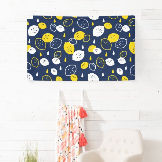 Navy Blue Lemon Art – Verfrissend Citrus Design Spandoek (Insitu)