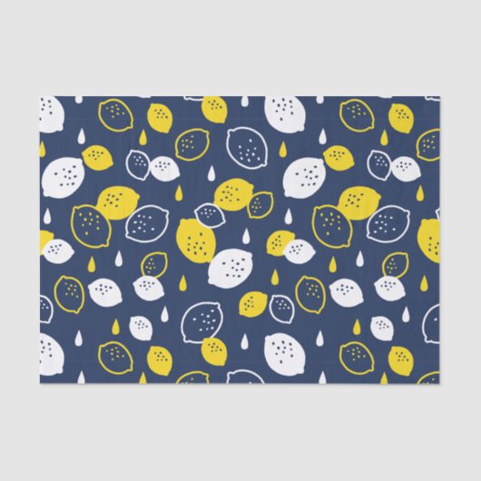 Navy Blue Lemon Art – Verfrissend Citrus Design Tissuepapier (Voorkant)