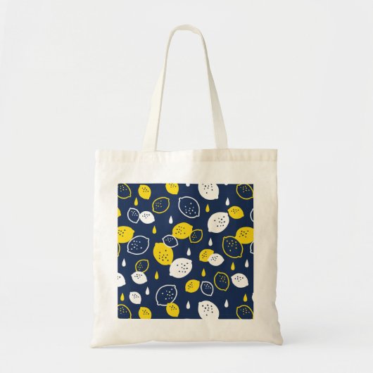Navy Blue Lemon Art – Verfrissend Citrus Design Tote Bag (Voorkant)