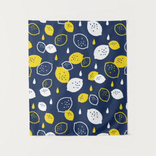 Navy Blue Lemon Art – Verfrissend Citrus Design Wandkleed