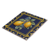 Navy Blue Lemons & Black Olives Mediterranean Tegeltje (Zijkant)
