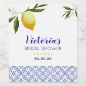 Navy Blue & Lemons vrijgezellenfeest gunst Wijn Etiket (Enkel label)