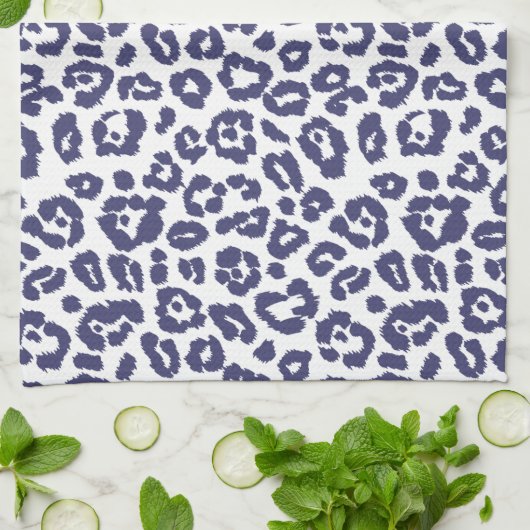 Navy Blue Leopard Pattern Theedoek (Gevouwen)