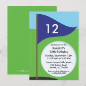 Navy Blue Let's Bogie Mini Golf Birthday Party Kaart (Voorkant / Achterkant)