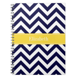 Navy Blue Lg Chevron Pineapple Naam Monogram Notitieboek