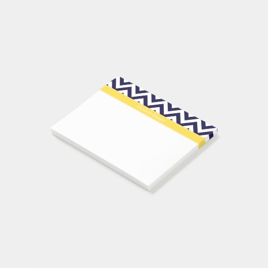 Navy Blue Lg Chevron Pineapple Naam Monogram Post-it® Notes (Schuin)