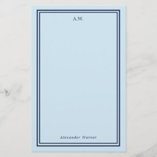 Navy Blue & Light Blue Monogrammed Briefpapier