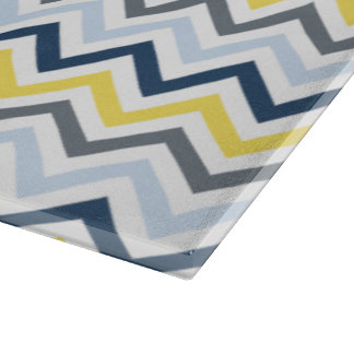 Navy Blue, Light Blue, Yellow en Grey Chevron Snijplank