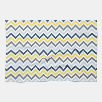 Navy Blue, Light Blue, Yellow en Grey Chevron Theedoek