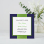 Navy Blue & Lime Green Wedding Invitation Kaart (Staand voorkant)