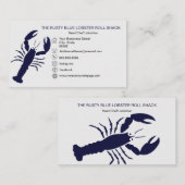 NAVY Blue Lobster Seafood Black Simple Nautical Visitekaartje (Voorkant / Achterkant)