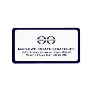 Navy Blue Logo Adresetiketten Etiket
