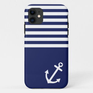 Navy Blue Love Anchor Nautical iPhone 11 Hoesje