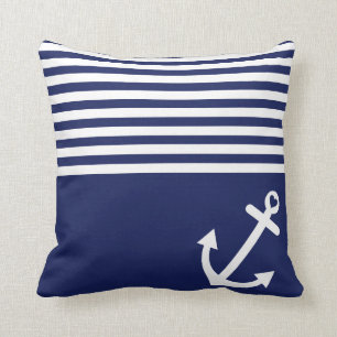 Navy Blue Love Anchor Nautical Kussen