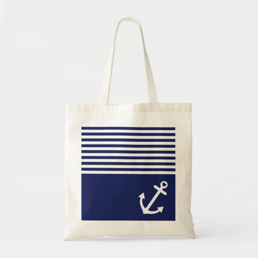 Navy Blue Love Anchor Nautical Tote Bag (Voorkant)