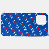 Navy Blue LOVE Heart Elegant Retro Case-Mate iPhone Case (Achterkant (horizontaal))