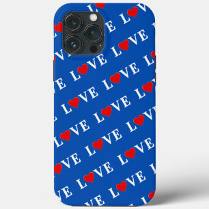 Navy Blue LOVE Heart Elegant Retro iPhone 13 Pro Max Hoesje