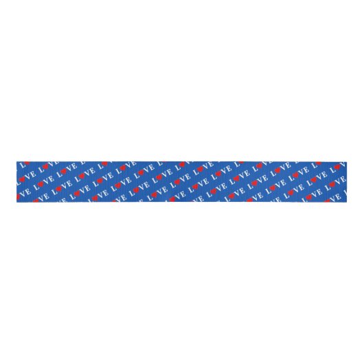 Navy Blue LOVE Heart Grosgrain Lint (Voorkant)
