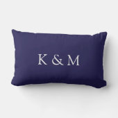 Navy Blue Love Heart Monogram Kussen (Achterkant)