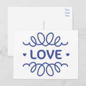 Navy Blue Love Hearts Blank Greeting Briefkaart (Voorkant / Achterkant)