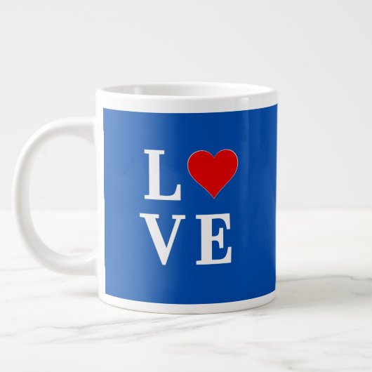 Navy Blue LOVE Retro Stylish Extra Grote Beker (Links)