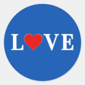 Navy Blue LOVE Ronde Sticker (Voorkant)