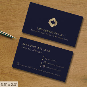 Navy Blue Luxury Logo Visitekaartje