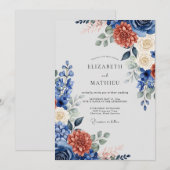 Navy Blue Majestic Autumn Wedding Kaart (Voorkant / Achterkant)