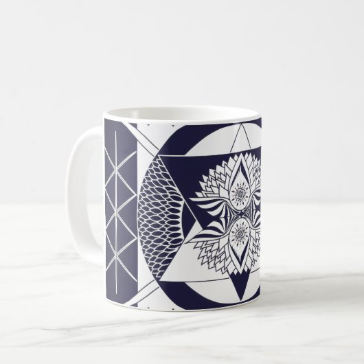 Navy Blue Mandala Coffee Mug (Devant gauche)