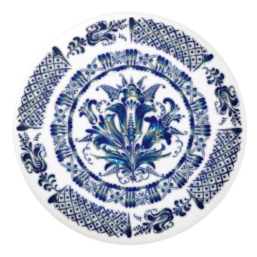 Navy Blue Mandala Design Keramische Knop (Voorkant)