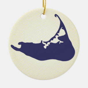 Navy Blue Map of Nantucket Island, Massachusetts Keramisch Ornament