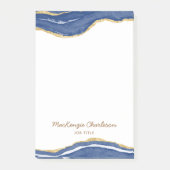 Navy Blue Marble Agate Gold Glitter , gepersonalis Post-it® Notes (Voorkant)