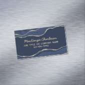 Navy Blue Marble Agate Gold Glitter Magnetisch Visitekaartje (Voorbeeld)