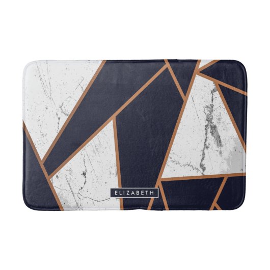 Navy Blue Marble Mosaic Badmat (Voorkant)