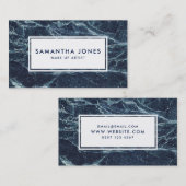 Navy Blue Marble Simple Modern make up artiest Visitekaartje (Voorkant / Achterkant)