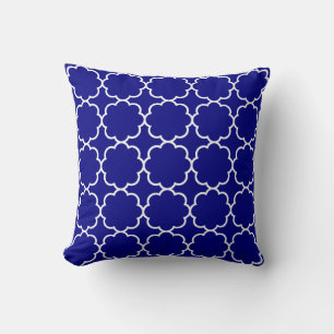 Navy Blue Marokkaanse Patroon Tegel Kussen
