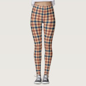 Navy Blue Maroon Red Houndstooth op Tan-Leggings Leggings (Voorkant)